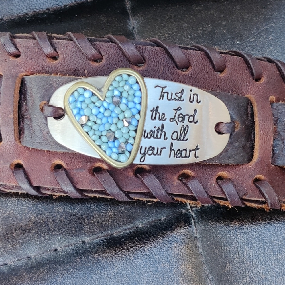 ⭐3 For $21⭐Brown Leather Bracelet with Inspirational Message